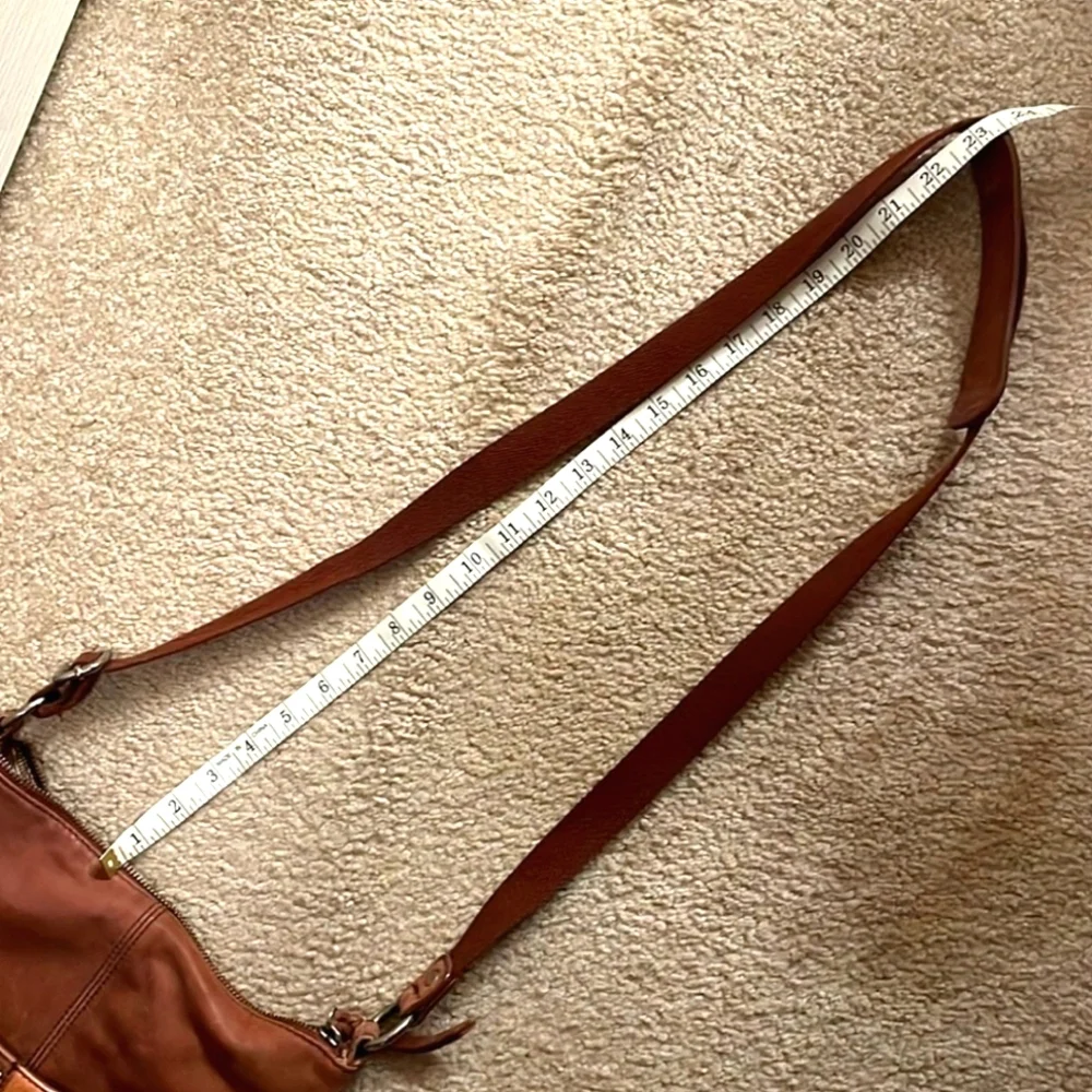 The Sak Brown Leather Crossbody with Pink, Orange, Burgundy & Tan Panels